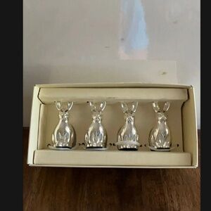 Pottery Barn Weighted Silver Plated Bunny Place Card Holders